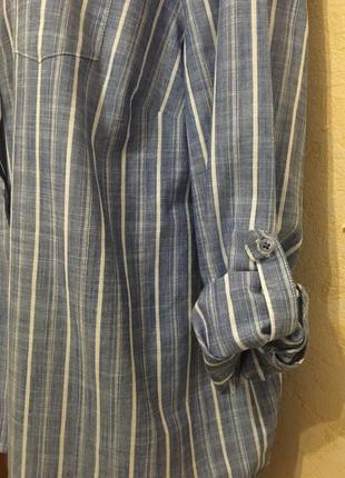 Сорочка з довгим рукавом у смужку-батал-(бавовна)7 фото