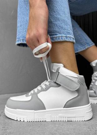 Зимові жіночі кросівки зимние женские кроссовки force up white/grey