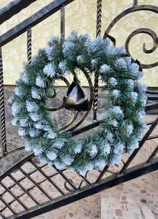 🎄венок новогодний снежная королева 50см / венок хвойный / новогодний венок / декор венчик