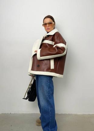 Дубленка женская, цветная дубленка, дубленка на овчине, дубленка на пуговицах, теплая куртка3 фото