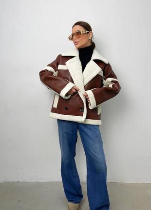Дубленка женская, цветная дубленка, дубленка на овчине, дубленка на пуговицах, теплая куртка1 фото