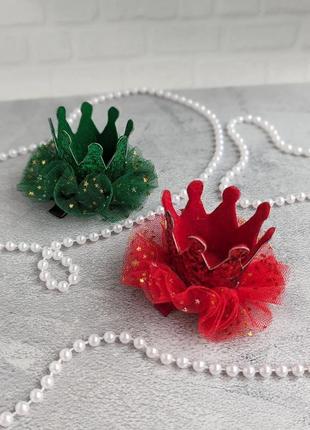 Заколка корона, красная корона, золотая корона, зеленая корона