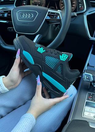 Зимові жіночі кросівки nike air jordan 4 retro black mint fur