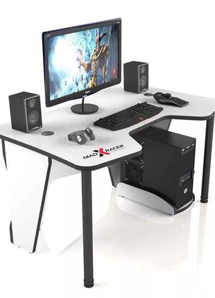 Стіл геймерський (ігровий) комп'ютерний 1200 мм, білий із чорним