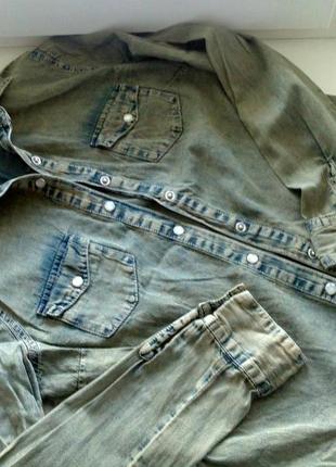32-34р. джинсовая рубашка хаки-варёнка new look3 фото