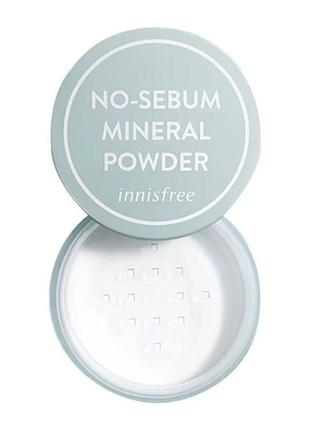 Акция!!! бесцветная матирующая минеральная пудра рассыпчатая innisfree no sebum mineral powder корея 5г5 фото