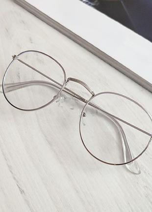 Имиджевые очки металлическая оправа, прозрачные очки для стиля