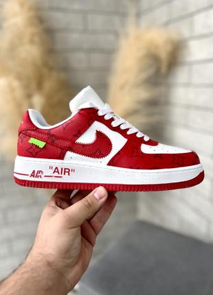 Louis vuitton nike air force 1 low by virgil abloh white red