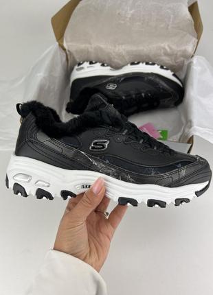 Кроссовки skechers d'lites 1.0 896048 blk black, оригинальные кроссовки скейчерс на меху кожа1 фото