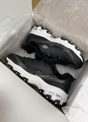 Кросівки skechers d'lites 1.0 896048 blk black, оригінальні кросівки скейчерс на хутрі шкіра5 фото