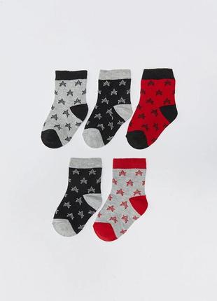 1-2 года 19-22 р новые фирменные базовые высокие детские носки 5 пар звездочки звезды lc waikiki вайки