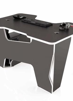 Стол геймерский (игровой) компьютерный 1400 мм, чёрный с белым4 фото