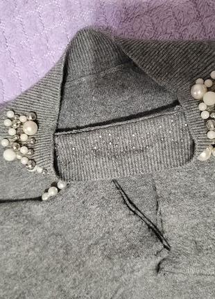 Кофта свитер мирор реглан с жемчугом8 фото