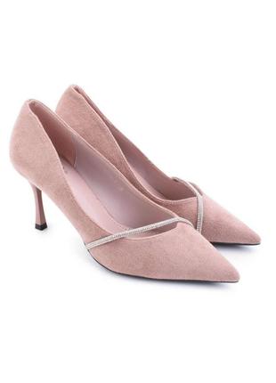 Женские розовые туфли на шпильке3 фото