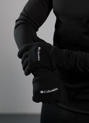 Рукавички чоловічі зимові фліс columbia чорні рукавички флісові теплі демісезонні зима колумбія2 фото