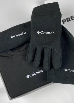 Рукавички чоловічі зимові фліс columbia чорні рукавички флісові теплі демісезонні зима колумбія8 фото