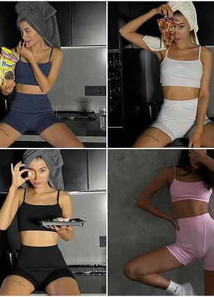 Легкий домашній жіночий костюм з віскози топ та шорти розміри норма