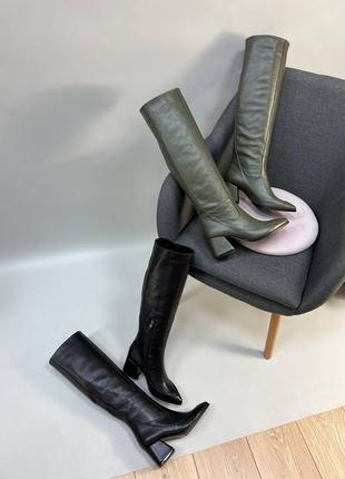 Женские сапоги из натуральной кожи с острым носком джакарта