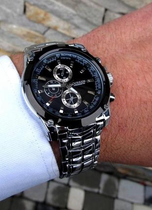 Мужские серебряные наручные часы curren / куррен7 фото