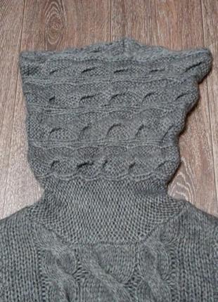 Брендовый стильный теплый вязаный свитер джемпер с шерстью и мохером р. m от h&amp;m с объемным воротником8 фото