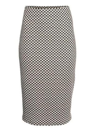 Трикотажная юбка-карандаш миди с геометрическим принтом h&amp;m