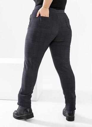Серые вискозные женские брюки в клетку батал с 54 по 64 размер2 фото