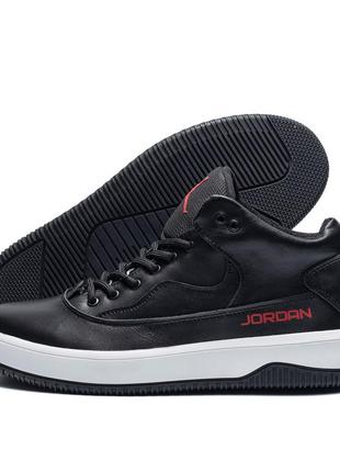 Мужские зимние кожаные кроссовки jordan black