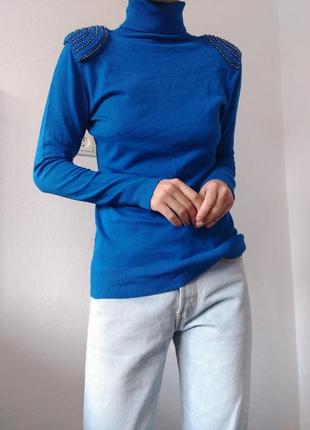 Красивый гольф синий электрик свитер вискоза джемпер пуловер реглан лонгслив кофта электрик8 фото