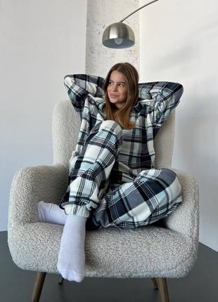 Костюм домашний теплый в клетку