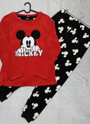 Теплая женская махровая пижама mickey mouse disney primark размер l-xl 14-16 (евр.42-44)