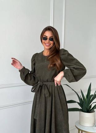 Жіноча сукня-міді хакі, довге плаття