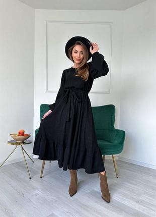 Жіноча сукня-міді чорна, довге плаття чорне3 фото
