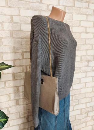 Фирменный bershka стильный свитер оверсайз на 42 % вискоза в сером цвете, размер м-ка3 фото