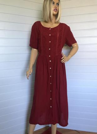 Винтажное вискозное платье рубашка