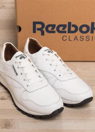 Мужские кожаные кроссовки rbk classic white pearl7 фото