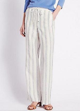 Натуральні лляні стильні брюки в смужку marks& spencer per una розмір 8/36/s