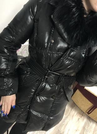 Пуховик трендовий з натуральним хутром єнота теплий 🖤