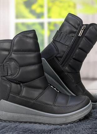 Чоботи дутики жіночі чорні молодіжні еко-шкіра paolla 2690_2