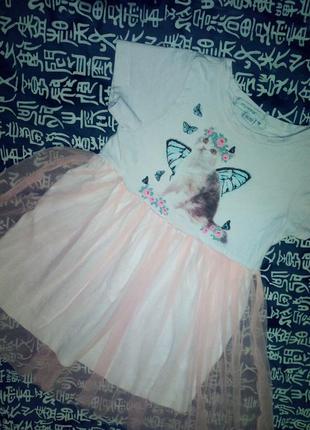 Праздничное платьице с кошечкой на модняшку 86/92 см рост2 фото