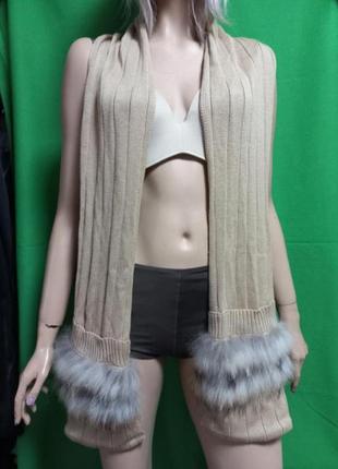 Шарф вовна з кишенями з оздобленням з хутра єнота faber