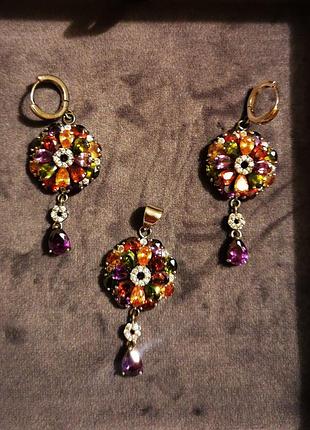 Срібні серьги з кулоном, авторська робота