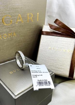 Серебряное кольцо с камнями широкое массивное с черным логотипом булгари bvlgari серебро проба 925 новые с биркой италия