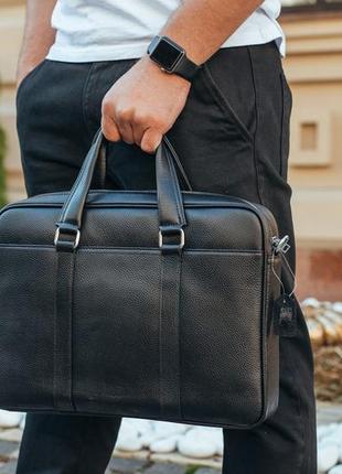 Модная мужская кожаная сумка для документов черная tiding bag rb-018 мужские портфели8 фото