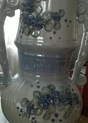 Шикарная большая ваза с лепниной2 фото