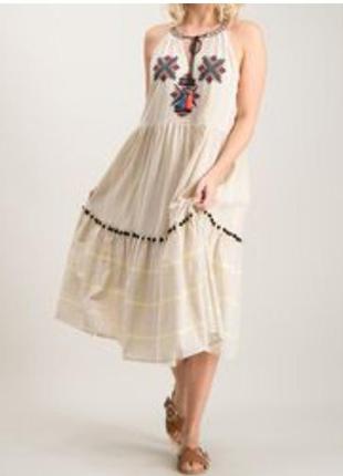 Платье коттон с вышивкой в этническом стиле2 фото