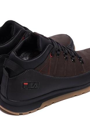 Чоловічі зимові шкіряні кросівки fila brown classic6 фото