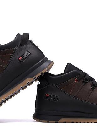 Чоловічі зимові шкіряні кросівки fila brown classic5 фото