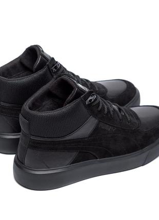 Мужские зимние кожаные ботинки pm black leather4 фото