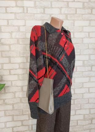 Новый яркий свитер/кофта/кардиган на 17% шерсть с ниткой "квадрат"люрекса, размер хл3 фото