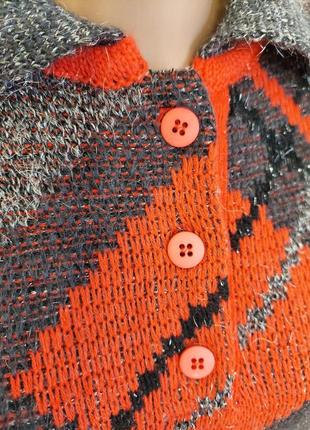Новый яркий свитер/кофта/кардиган на 17% шерсть с ниткой "квадрат"люрекса, размер хл7 фото